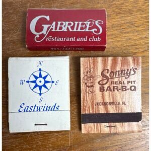 Jacksonville Florida Restaurants Matchbooks Sonny's BBQ Eastwinds Gabriel's Club